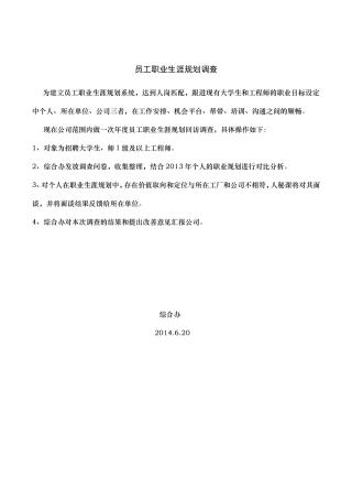 【调查问卷】个人职业生涯规划问卷调查表6.20