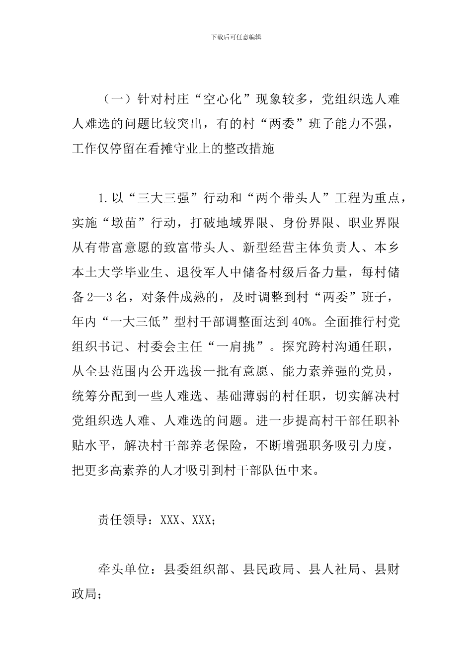 某县2024年度基层党建述职点评问题整改方案_第2页