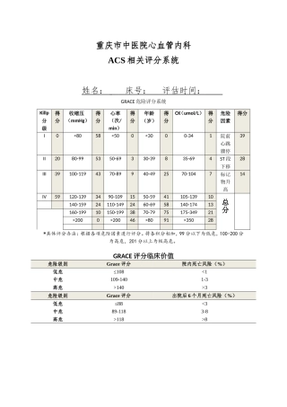 Grace评分表、TIMI评分、CRUSAD评分、wells评分等