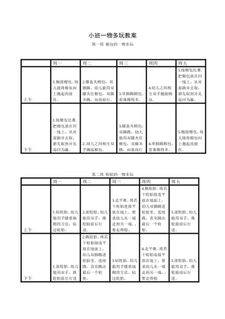 小班一物多玩上学期表格