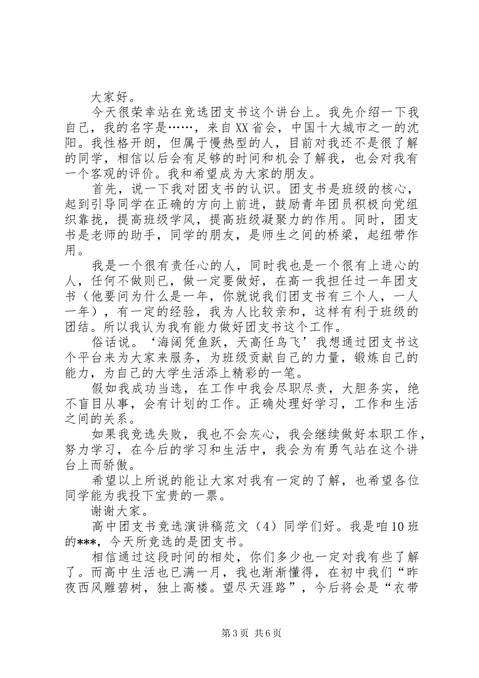 高中团支书竞选演讲5篇_第3页