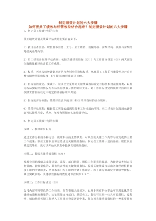 制定绩效计划的六大步骤