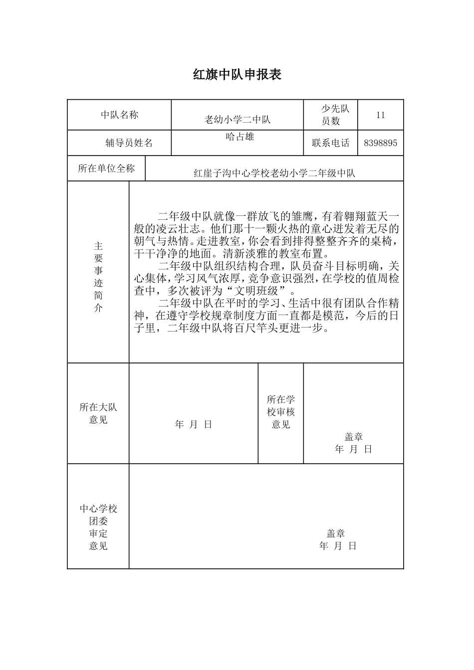 优秀少先队申报表_第2页