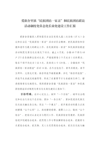 爱新舍里镇“民族团结一家亲”和民族团结联谊活动制度化常态化长效化建设工作汇报