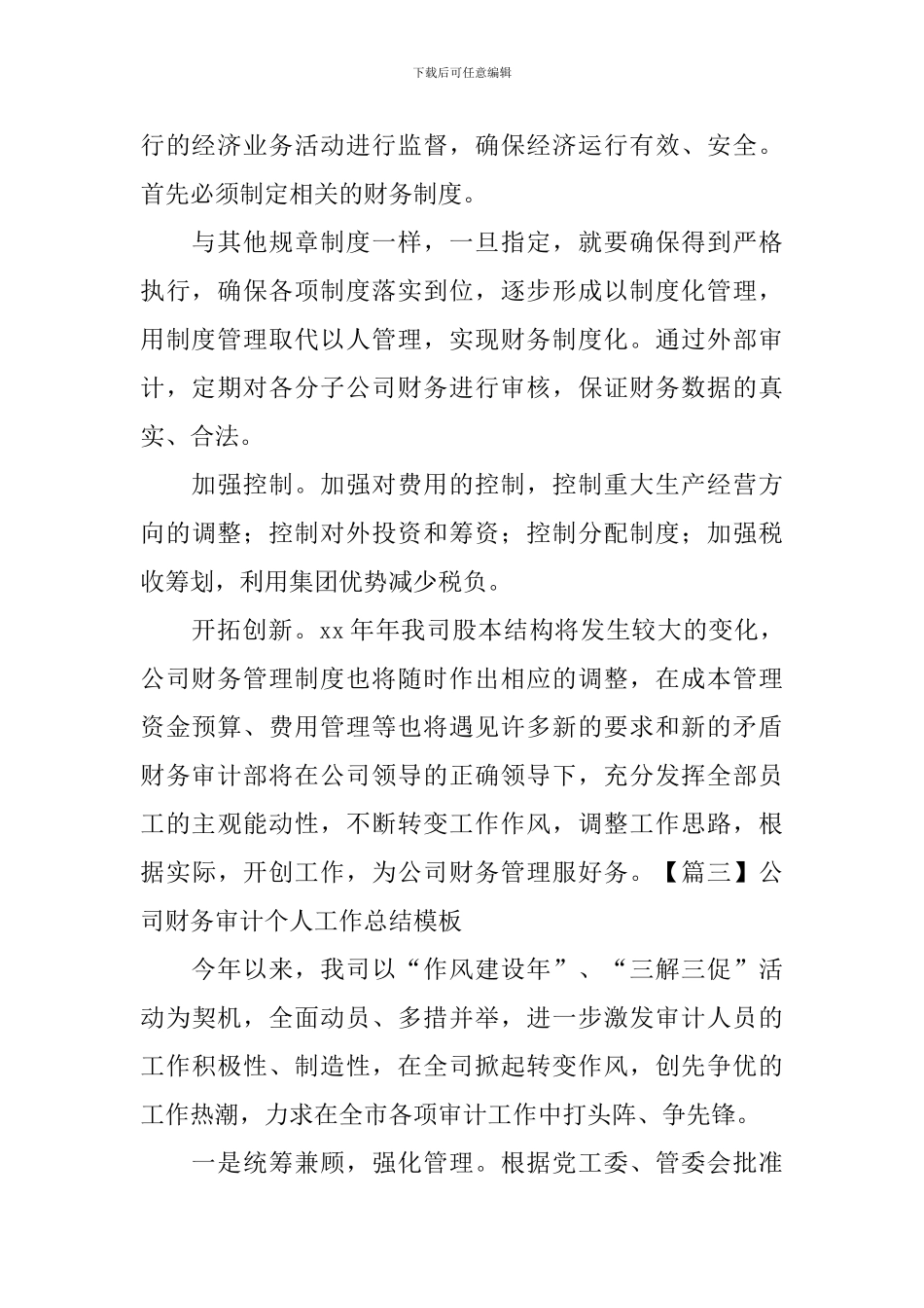 公司财务审计个人工作总结模板_第2页