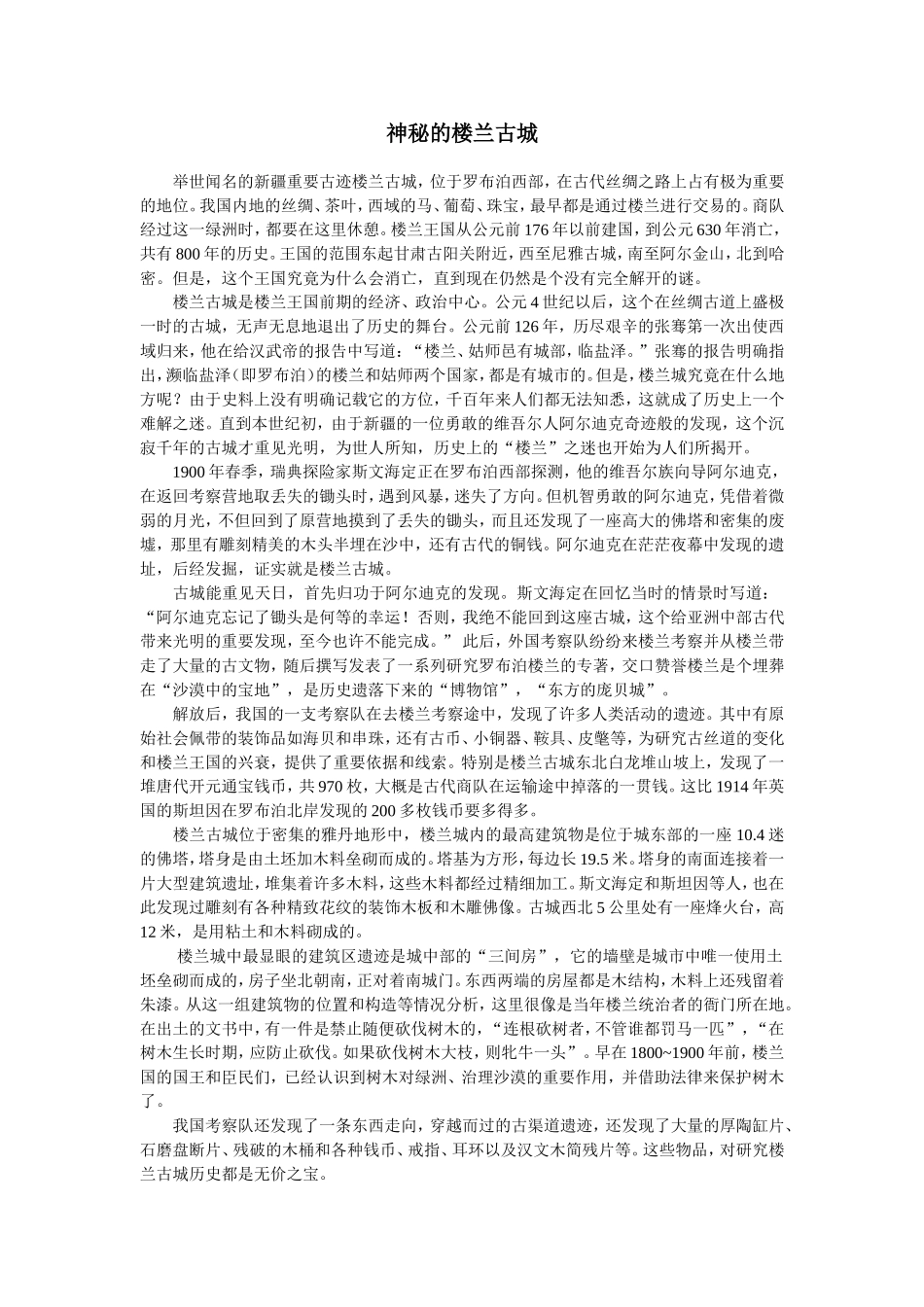 神秘的楼兰古城_第1页