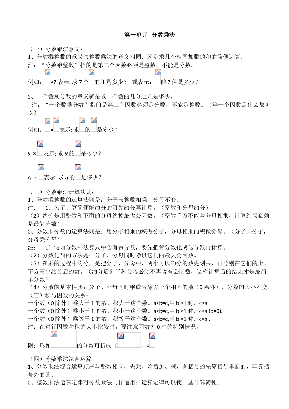 2024版人教版小学六年级第十一册数学上册知识要点梳理复习教案_第1页