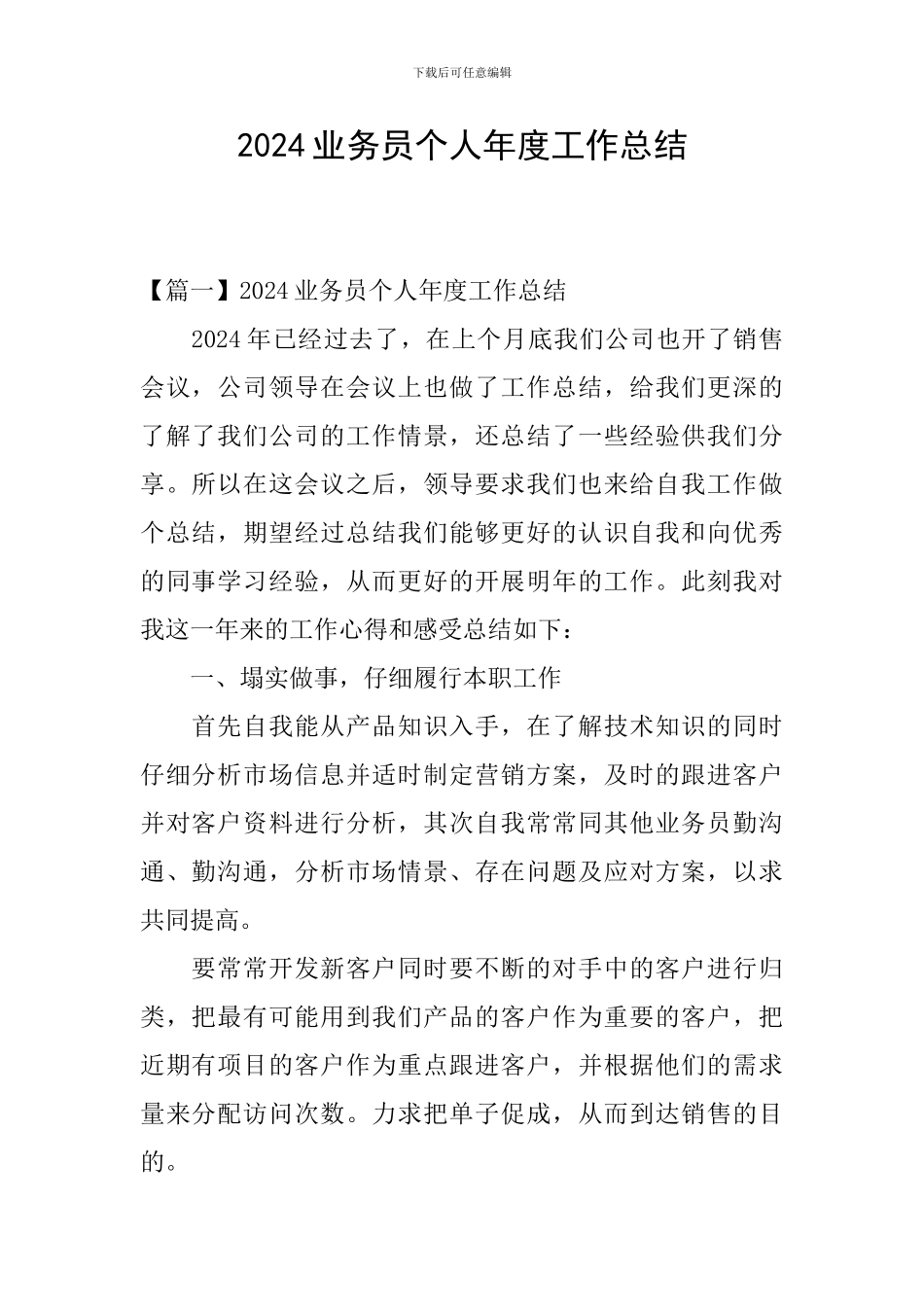 2024业务员个人年度工作总结_第1页