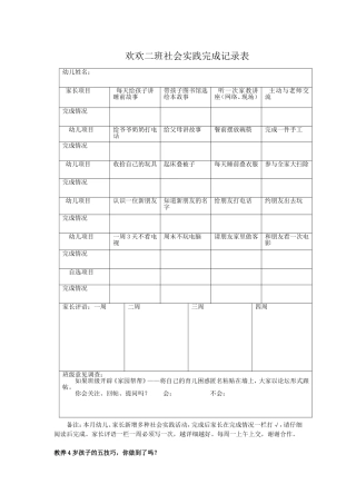 社会实践记录表