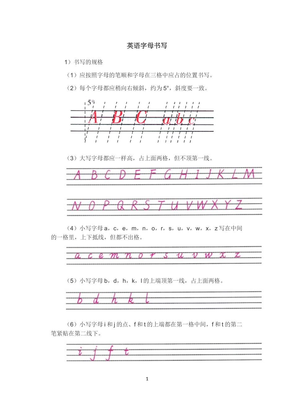 字母的书写规范_第1页