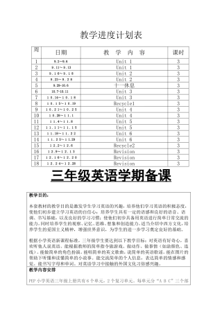 三年级英语学期备课1