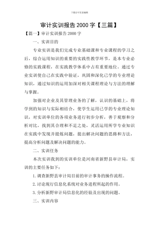 审计实训报告2000字
