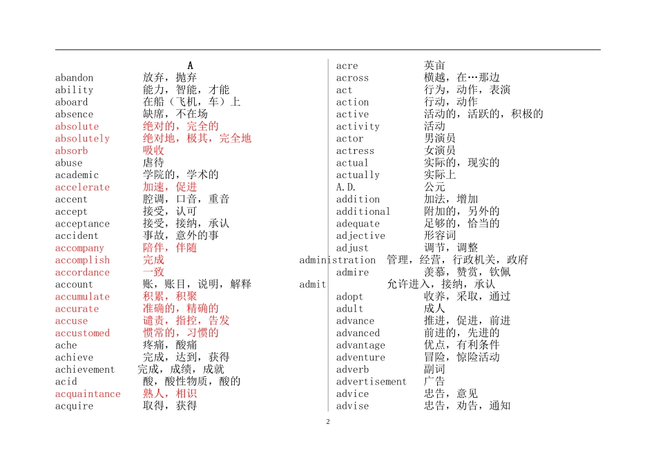 英语3级考试词汇大全_第2页