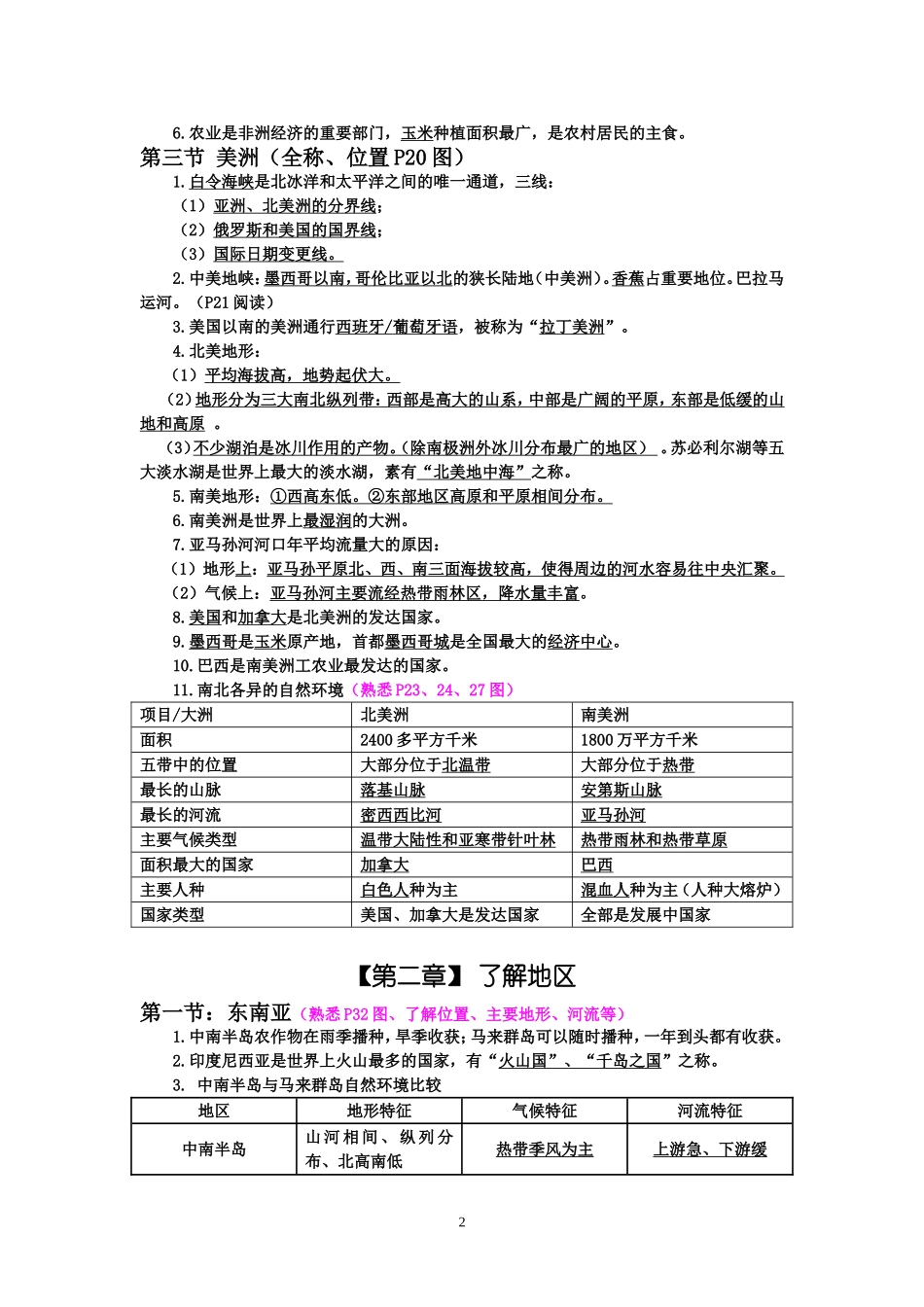 七年级下册地理复习提纲湘教版_第2页