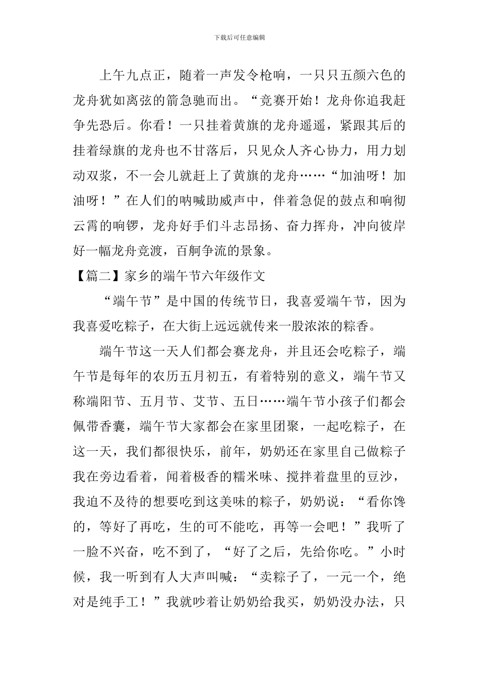 家乡的端午节六年级作文10篇_第2页