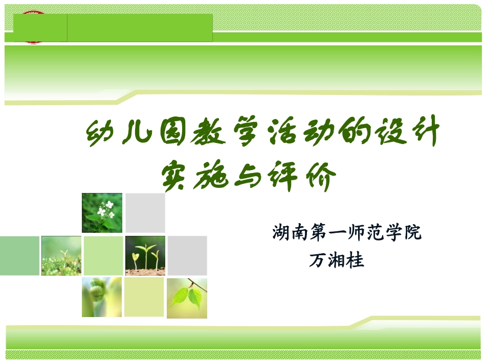 幼儿园教学活动设计与实施(万湘桂)_第1页