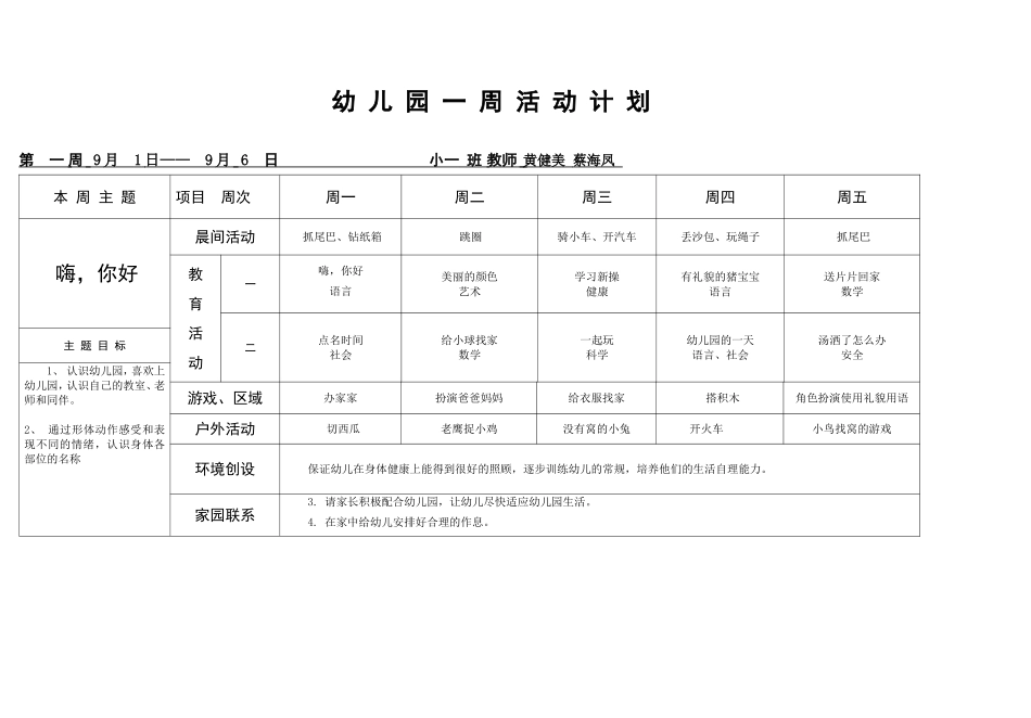 小班第一周计划_第2页