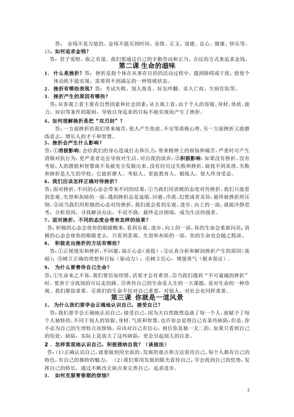 人民版八年级下册复习资料_第2页