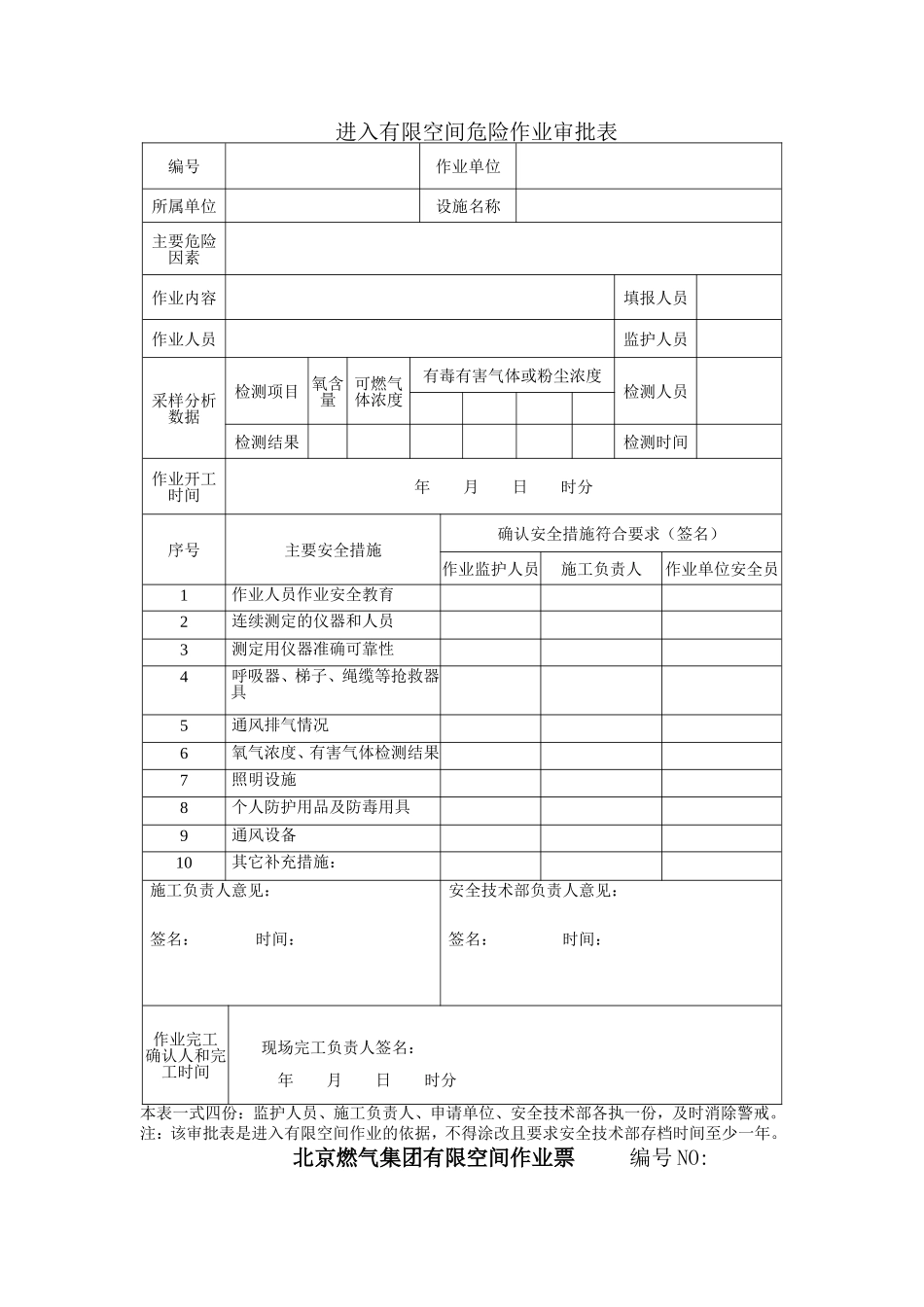 JS-AQ-6-有限空间作业审批表、作业票、确认单_第1页