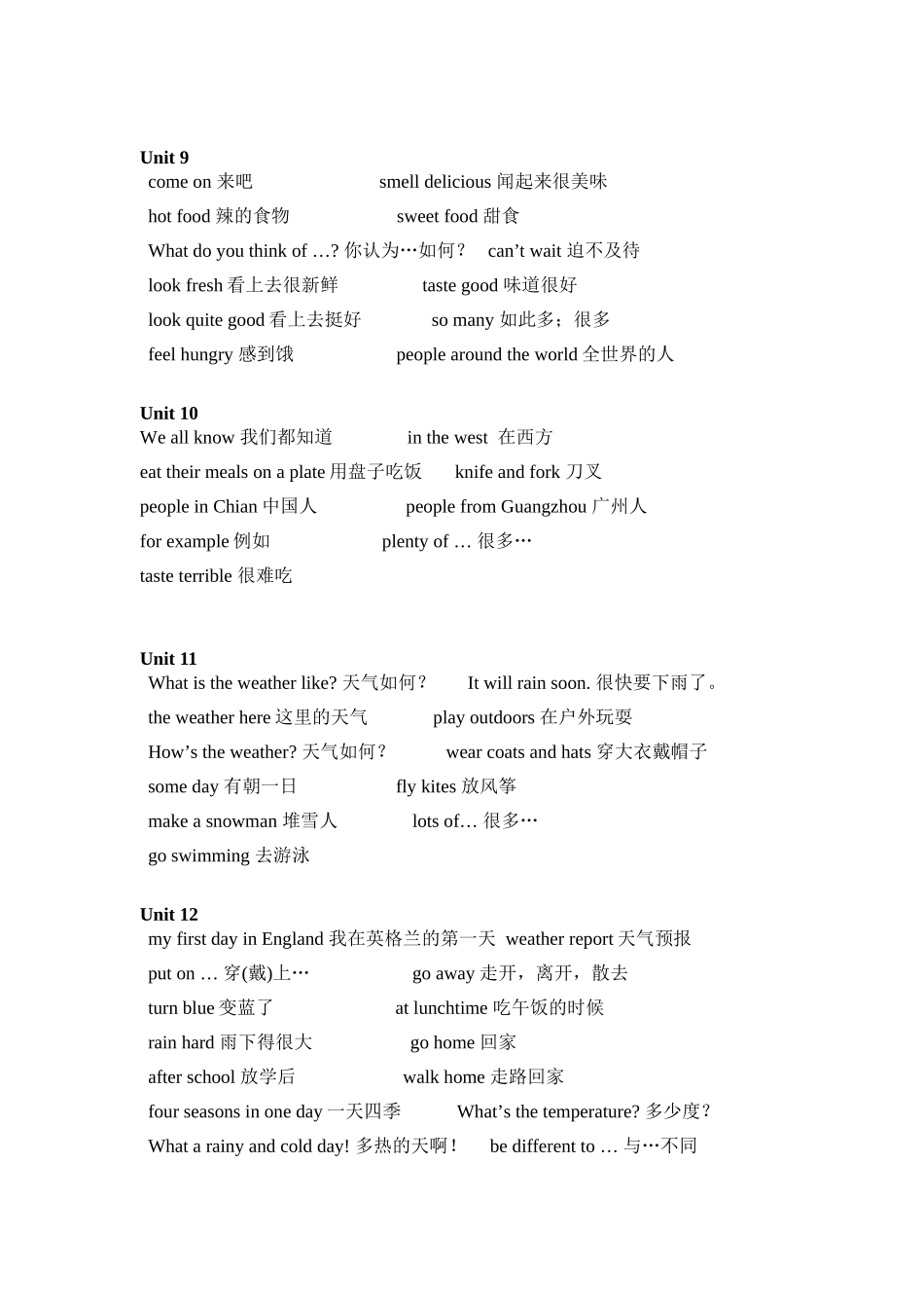 五年级上册词组_第3页