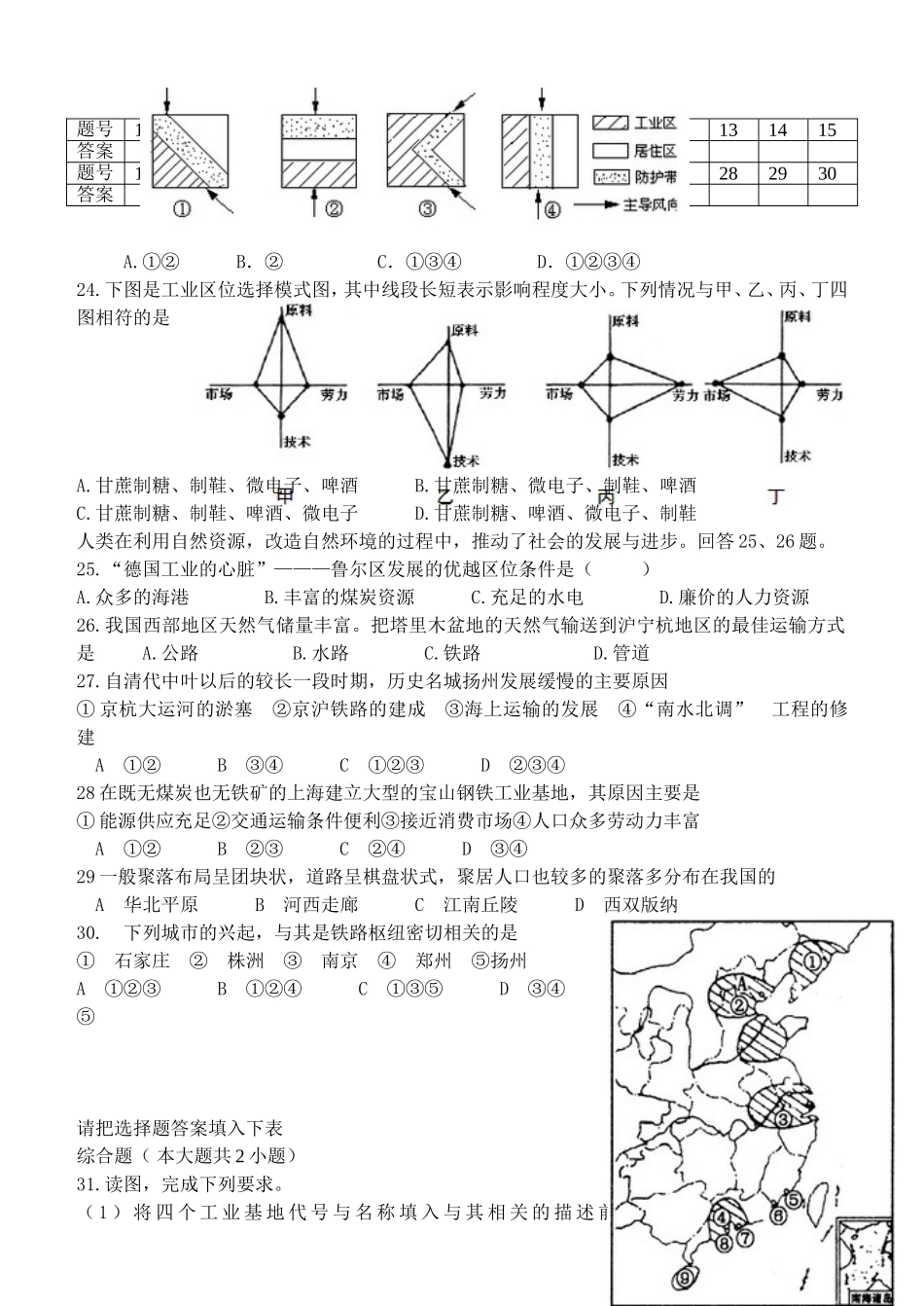 工业区位练习_第3页