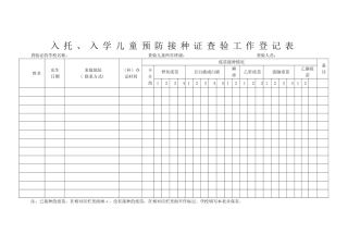 预防接种登记表