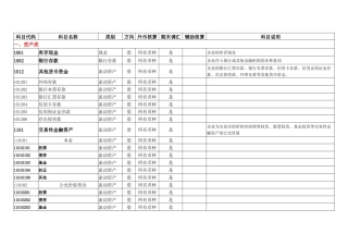 2017年会计科目表(明细表)