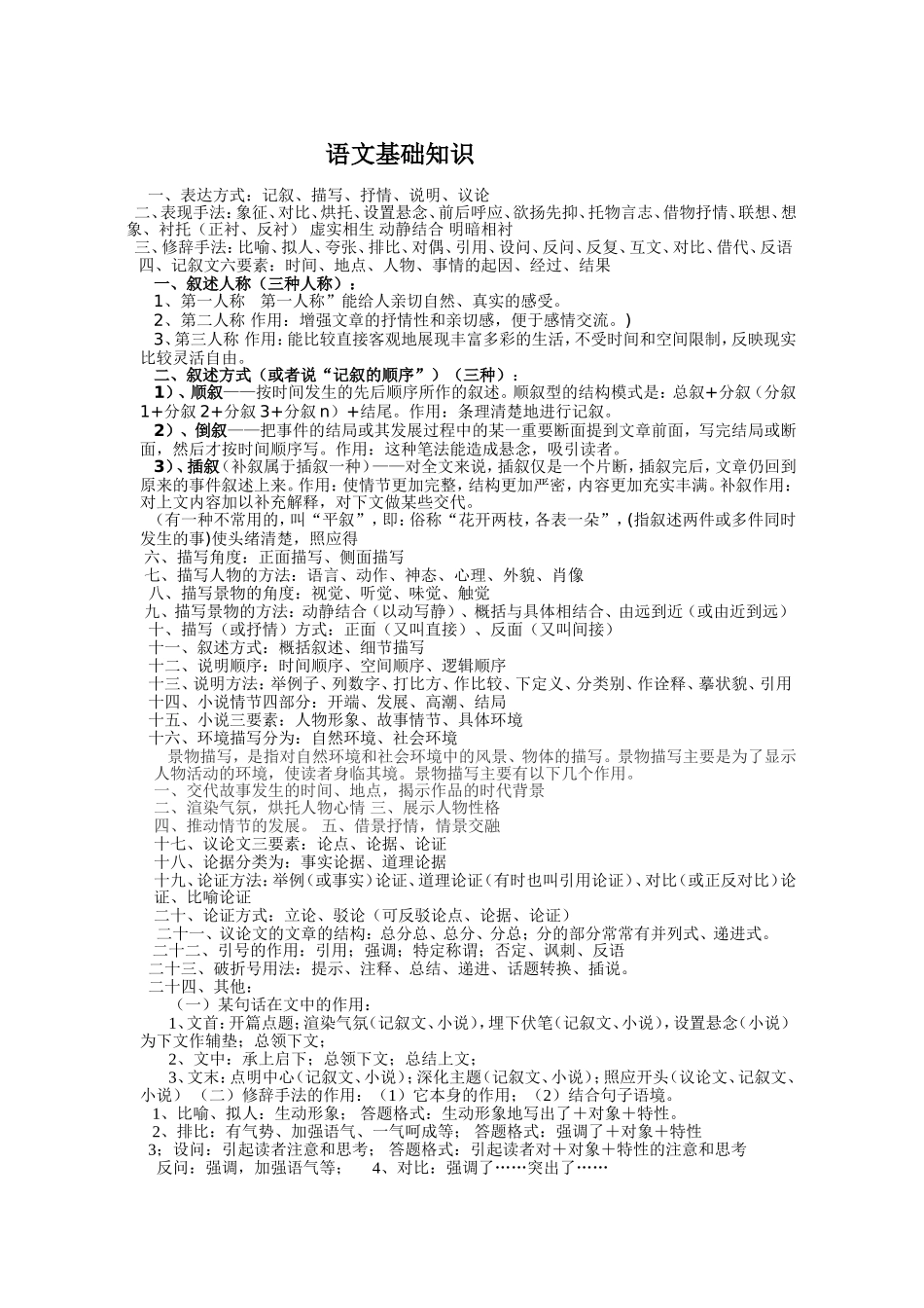 语文基础知识__对于初中生必须掌握的内容_第1页