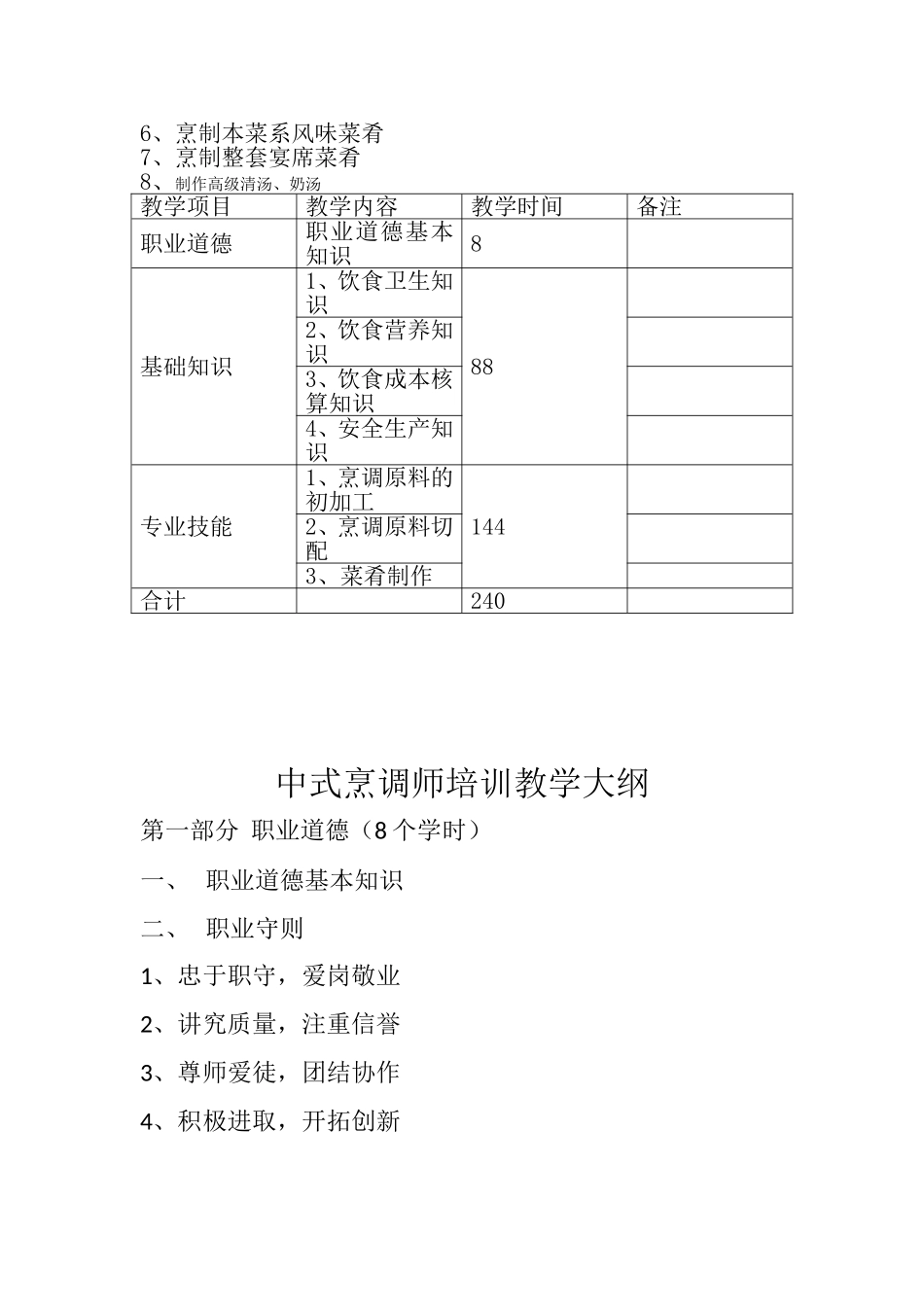 中式烹调师培训教学计划与方案_第3页