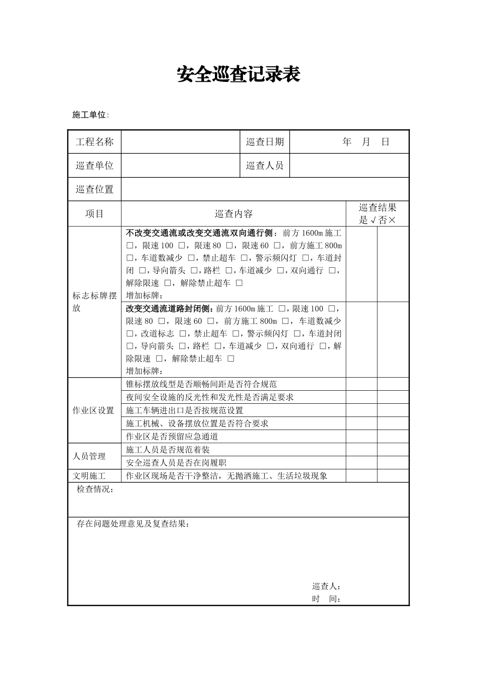 安全巡查记录表_第2页