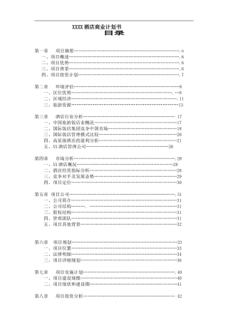 XXXX酒店商业计划书