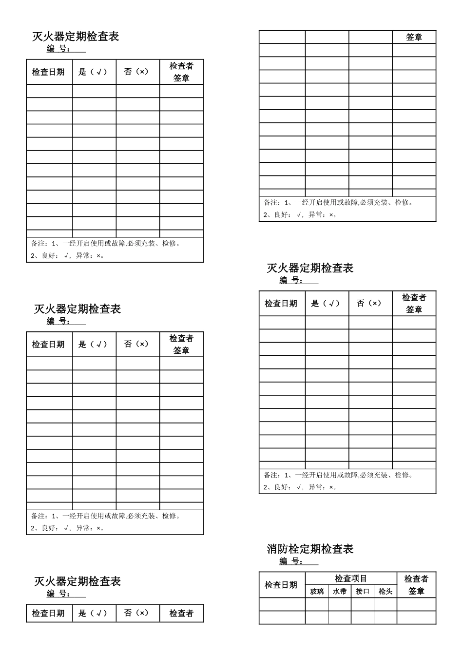 消防安全日巡查记录表及设备检查表[1]_第3页