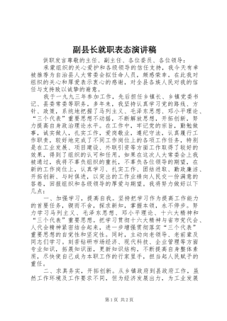 副县长就职表态演讲致辞