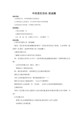 中班语言捉迷藏