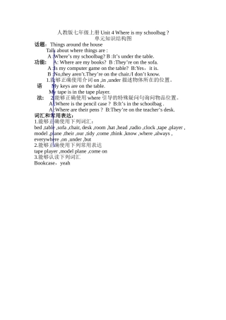 人教新目标七上Unit4知识结构图