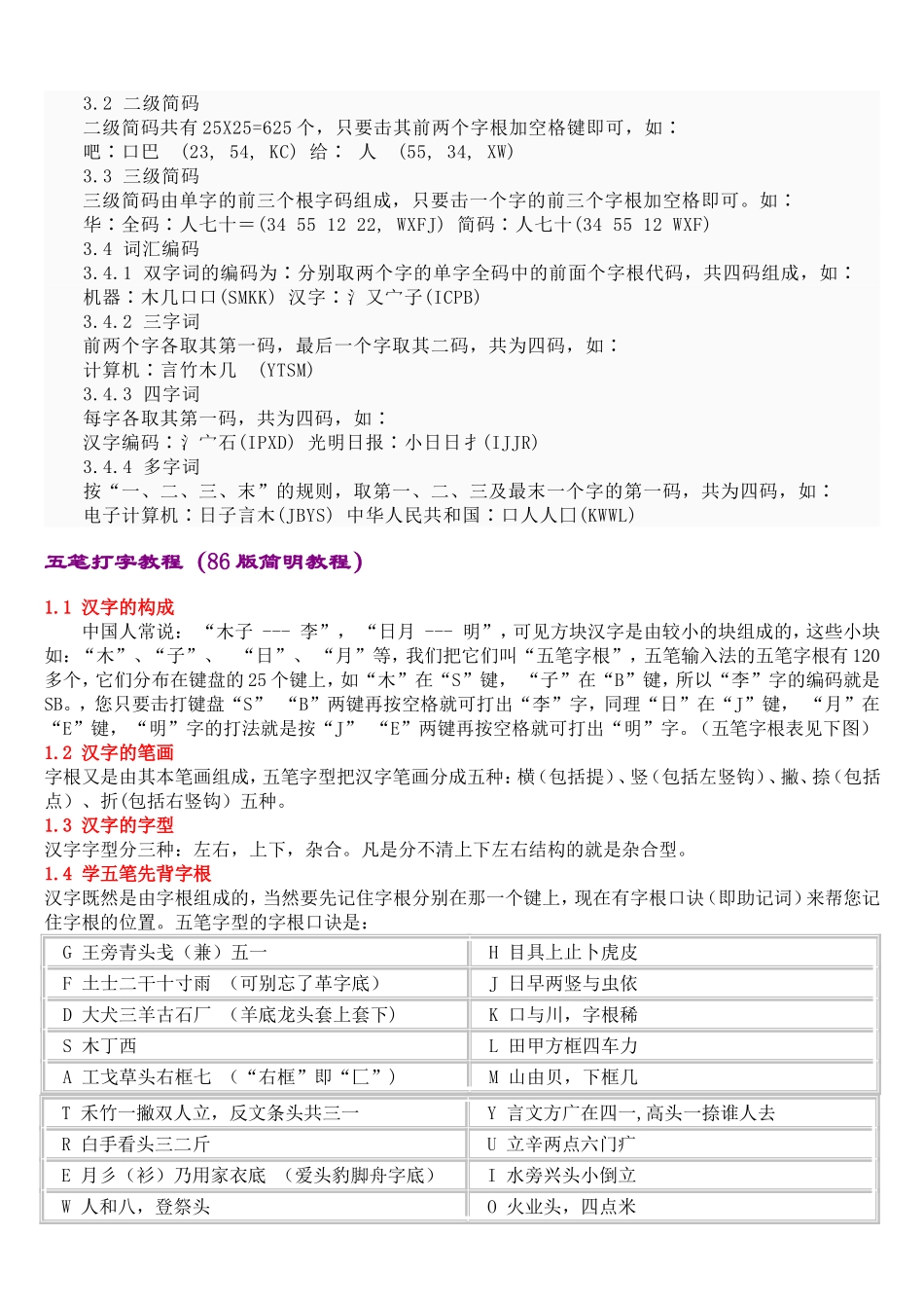 最全最详细的五笔打字教程(内含五笔字根表和口诀-新手入门必备)_第3页