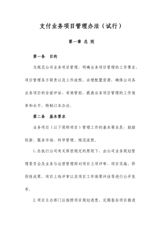 业务项目管理办法(试行)