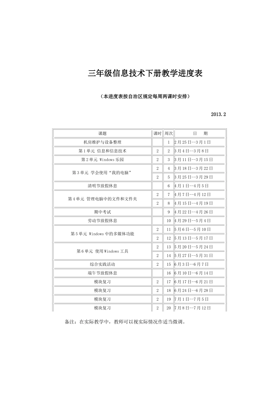 五年级信息技术下册教学进度表_第2页