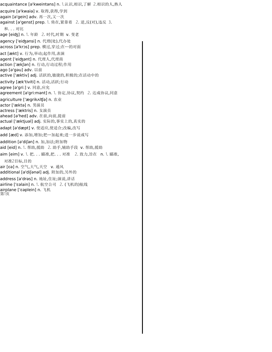 专升本英语词汇表(含音标和词性)_第2页