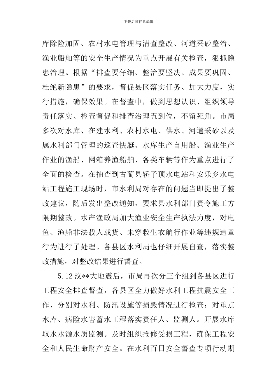 水利局安全生产督查专项总结范文_第2页