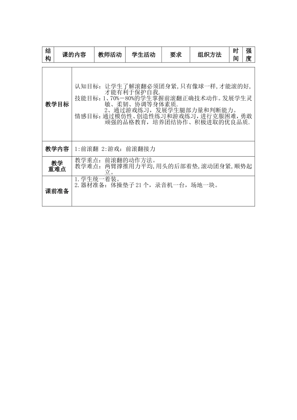 小学体育公开课《前滚翻》教学设计_第3页