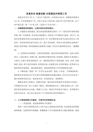 中学共青团工作汇报