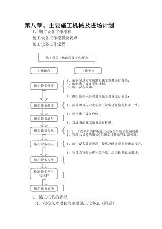 主要施工机械及进出计划