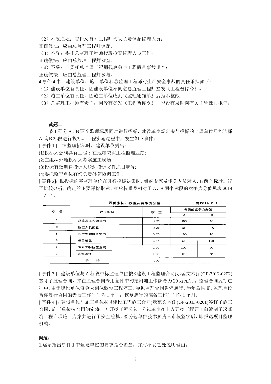 2018年监理工程师案例分析真题及参考答案_第2页
