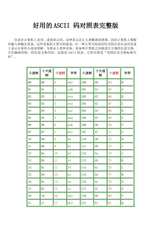 ASCII码对照表&完整版