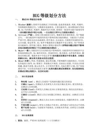 BUG等级划分标准