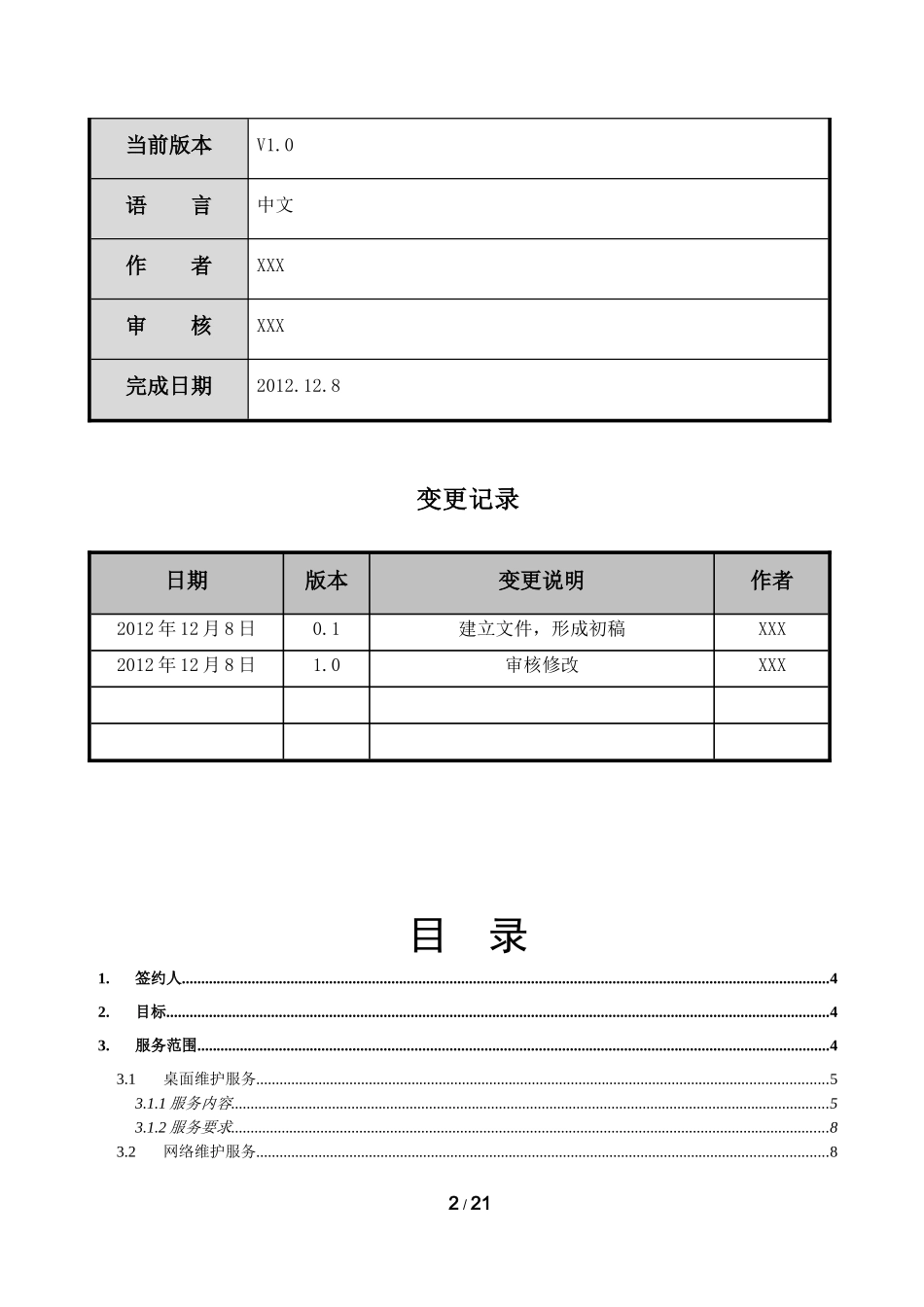 运维服务等级协议SLA【V1.0】_第2页