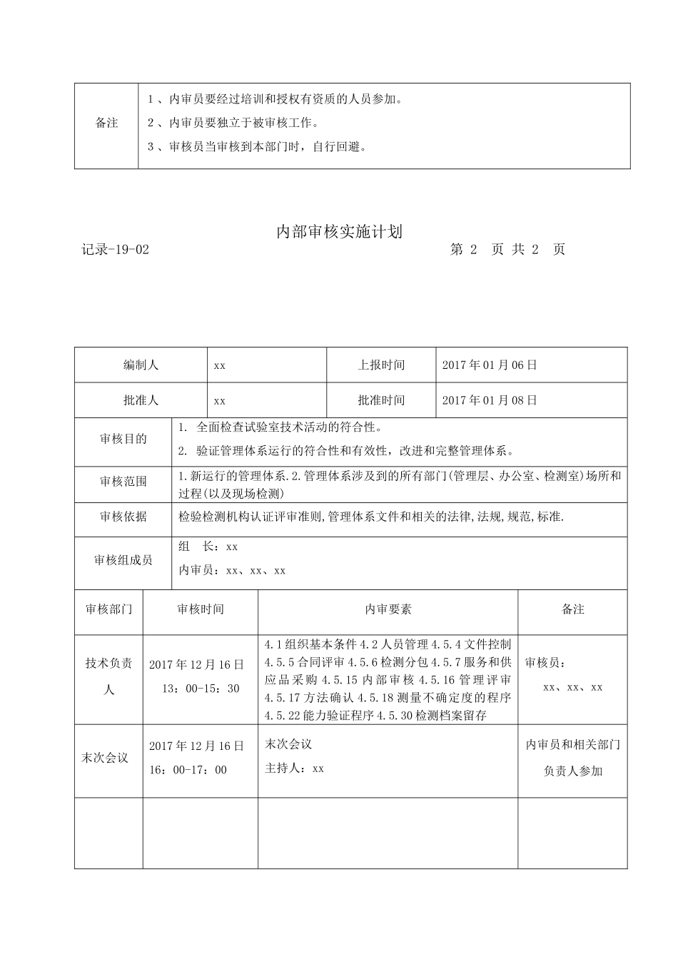 2017年内部审核实施计划_第3页