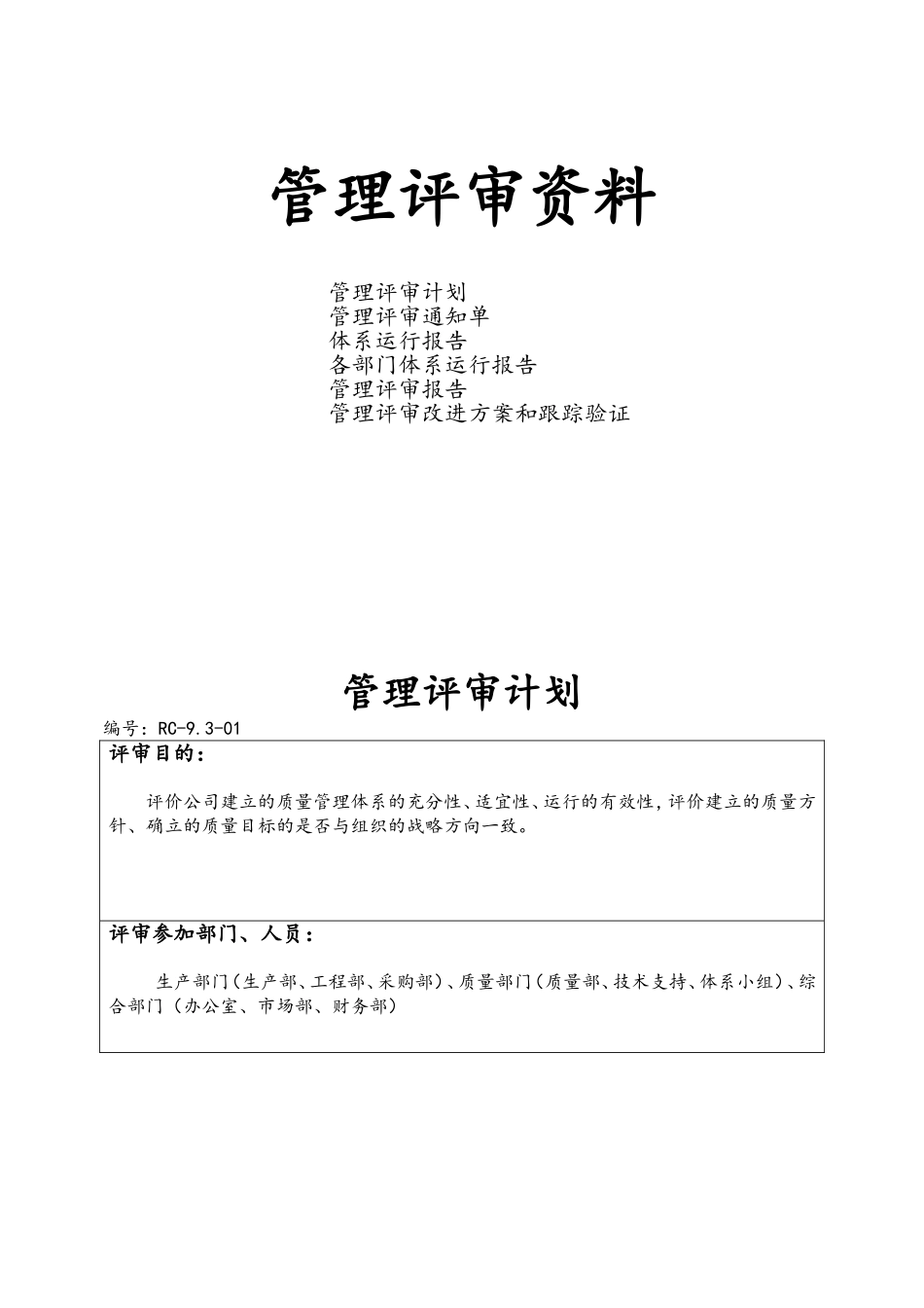 自创的9001新版完整的管理评审_第1页