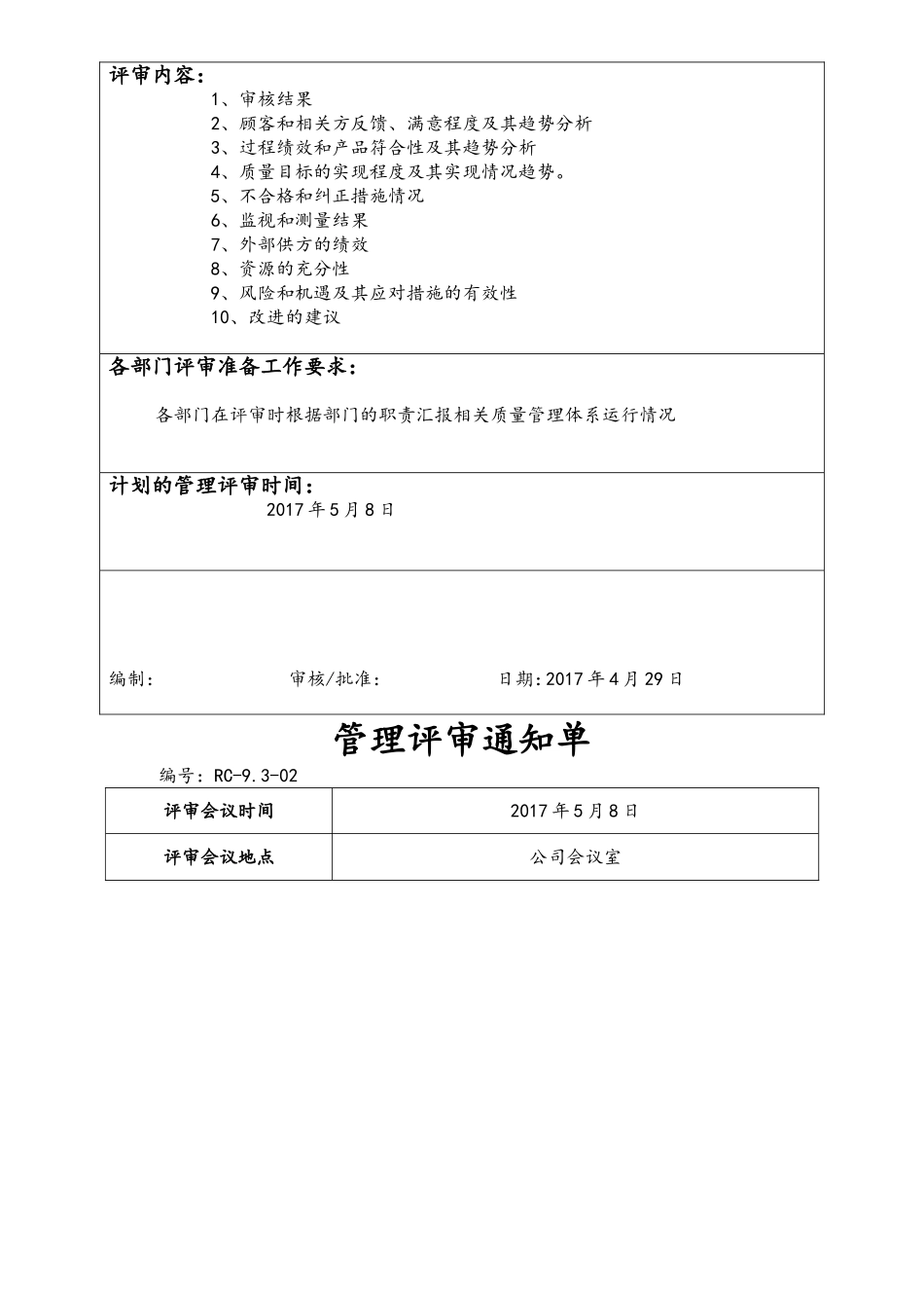 自创的9001新版完整的管理评审_第2页